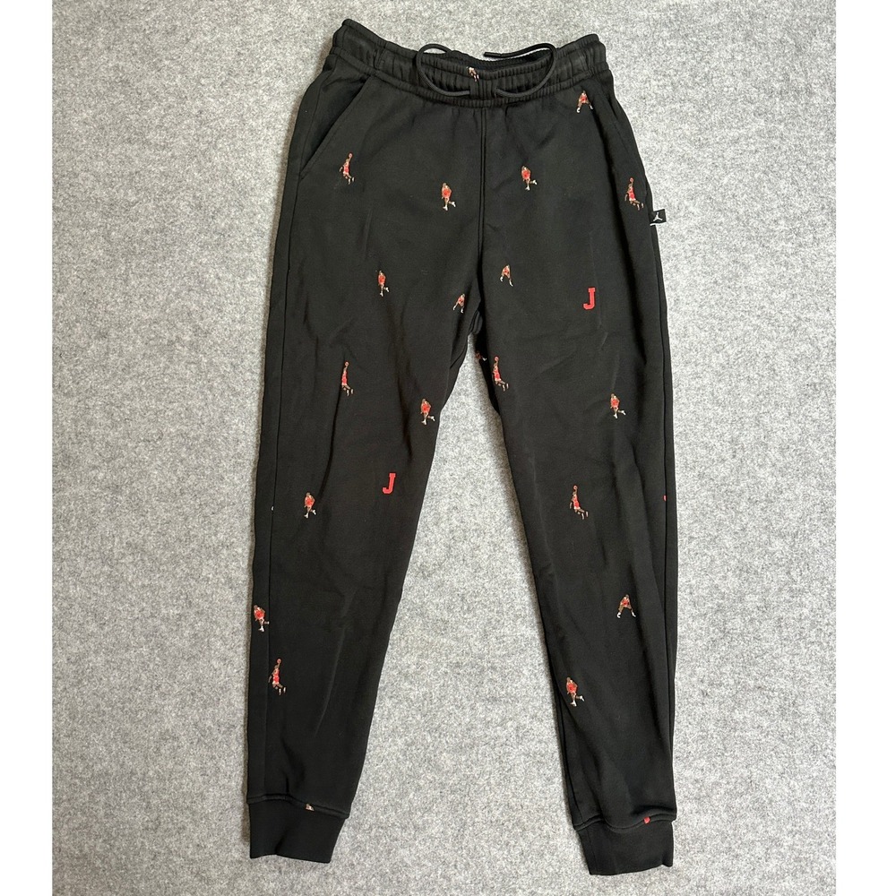 Jordan Brand All-Over Print‎ Fleece Joggers Small Black Embroidered Jumpman